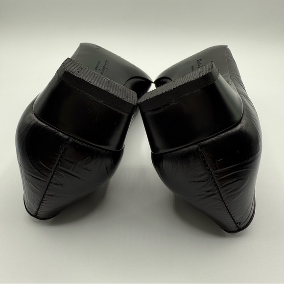 VTG Salvatore Ferragamo Black Leather Embossed Sorbet Nero PebbleSlip On Loafers - Picture 10 of 17